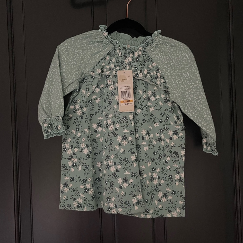 NWT Curious Peek cotton baby girls dress 12-18 MO